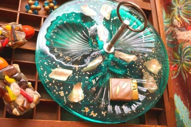 USA VINTAGE 1950 50's LUCITE TRAY w/HADLE ABALONE SHELL ヴィンテージ ルーサイト  ミッドセンチュリー シェル 貝 【送料無料】 - 【古着・雑貨の店 かるた】