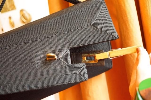 【税込?送料無料】 USA ヴィンテージ w/FLAP BAG HAND CORD SILK 1940's VINTAGE バッグ