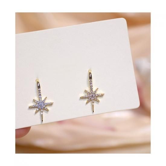 トレンドの八芒星☆クリスタルスターのフックピアス（加工不可