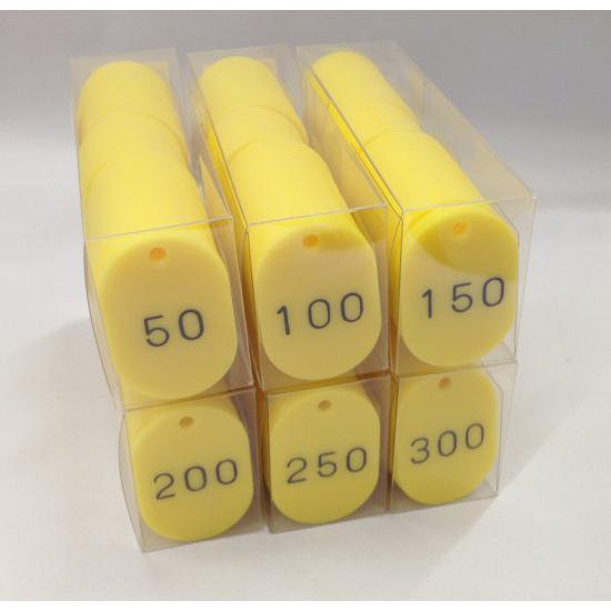 番号札 小（45×31mm） 黄 1～300番のセット ※送料無料 - 番号札