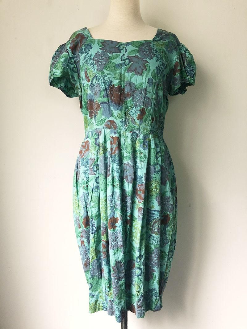 Europe Vintage Cotton Dress Green Flower Print コットン ワンピース ビンテージ セレクトショップ Spacemoth Fripier Zoetrope Clothing Music Cinema Books Europe Vintage Cotton Dress Green Flower Print コットン ワンピース ビンテージ セレクトショップ Spacemoth Fripier Zoetrope Clothing Music Cinema Books