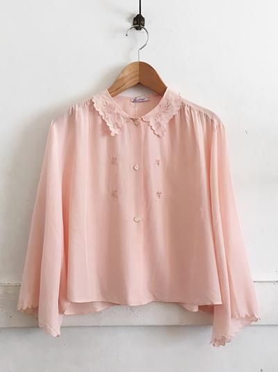 Usa Vintage レースブラウス Pale Pink ビンテージ セレクトショップ Spacemoth Fripier Zoetrope Clothing Music Cinema Books