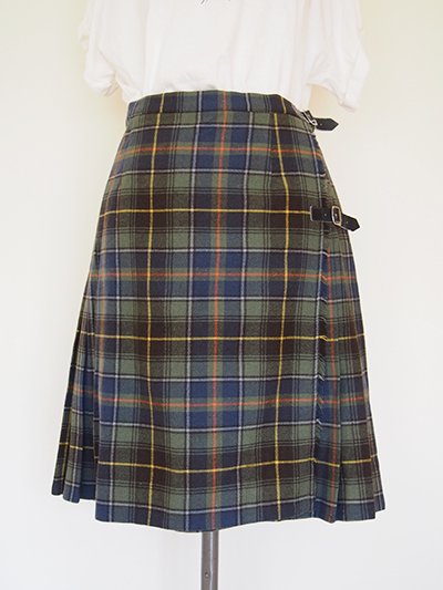 Scotland vintage quilt skirt (green check) スコットランド 