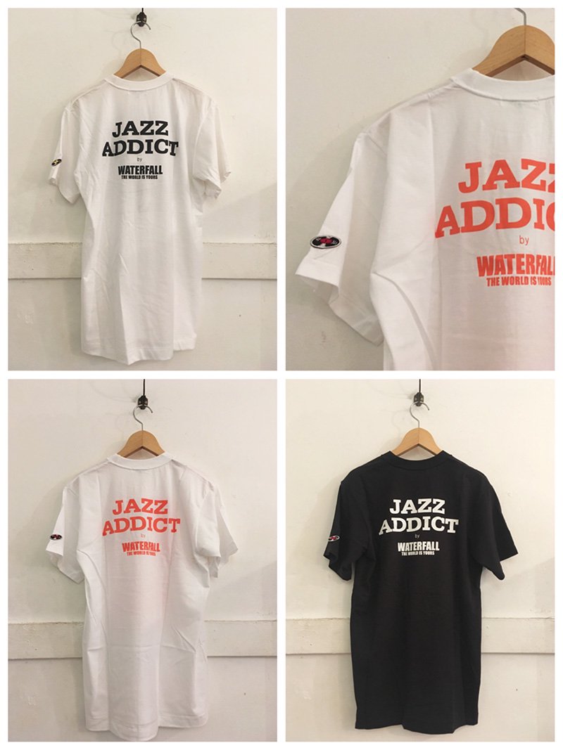 WATERFALL × 内山繁 × Jaco Pastorius 限定コラボレートTシャツ (white×black / black×white /  white×orange) - spacemoth / fripier zoetrope - vintage / new clothing,