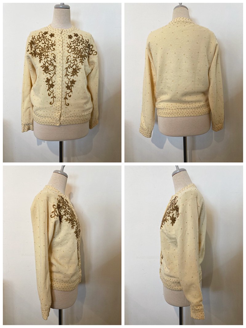 USA vintage beads embroidery cardigan アメリカ ヴィンテージ ビーズ 