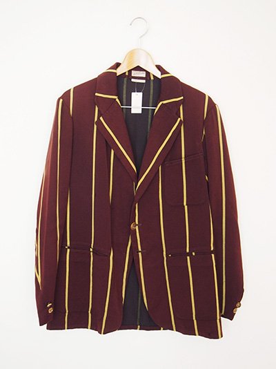 1940's UK vintage boating stripes jacket　1940年代 イギリス ヴィンテージ ブレザー/  ストライプ・ジャケット（バーガンディ×イエロー） - spacemoth / fripier zoetrope - vintage / new  clothing,