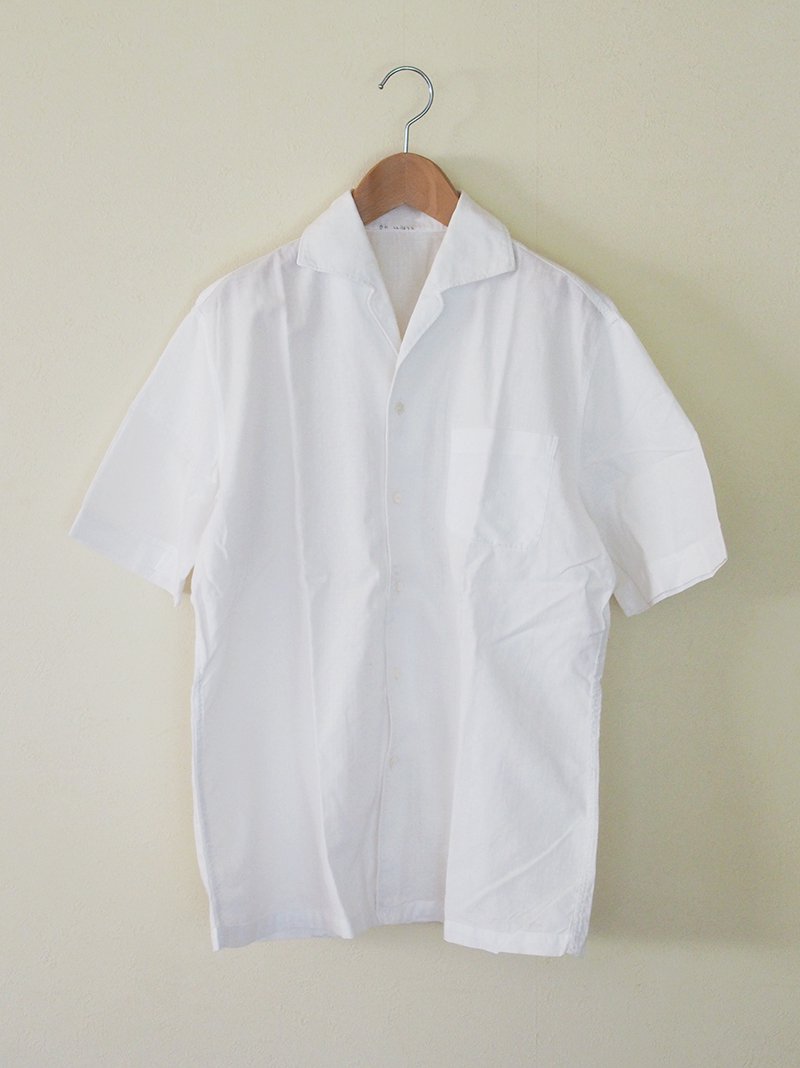 1950's Germany vintage shark collar short sleeve shirts(white