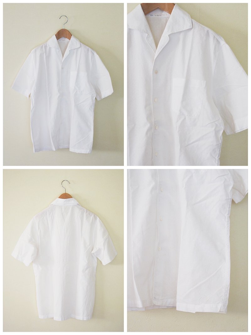 1950's Germany vintage shark collar short sleeve shirts(white) / 1950年代 ドイツ  ヴィンテージ シャークカラー半袖シャツ（白） - spacemoth / fripier zoetrope - vintage / new  clothing, music, cinema & books