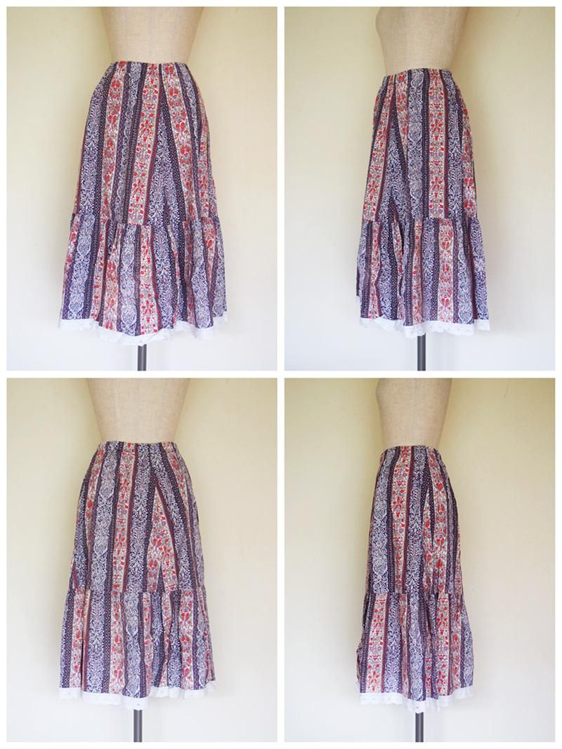 UK vintage cotton prairie skirt / イギリス ヴィンテージ