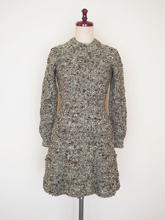 Italy 1970's vintage knit dress (green × brown mix) / イタリア 1970年代 ヴィンテージ  ニットワンピース (グリーン×ブラウン ミックス) - spacemoth / fripier zoetrope - vintage / new