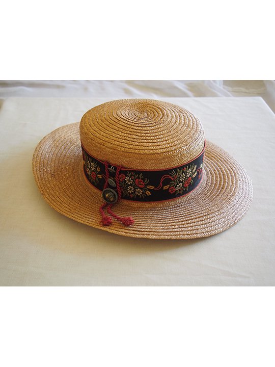 Austria vintage straw hat / オーストリア ヴィンテージ 麦わら帽子 (ブラックチロリアンリボン) - spacemoth  / fripier zoetrope - vintage / new clothing, music, cinema & books