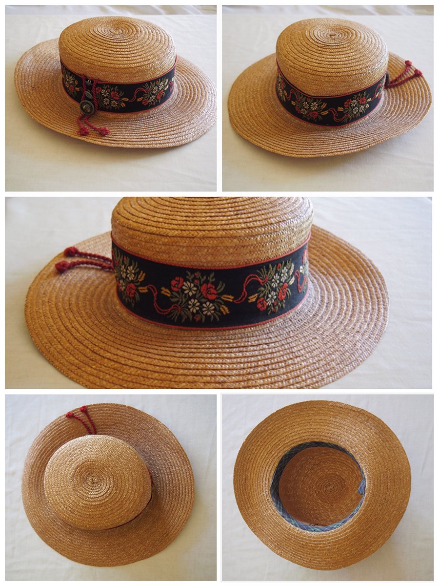 Austria vintage straw hat / オーストリア ヴィンテージ 麦わら帽子 (ブラックチロリアンリボン) - spacemoth  / fripier zoetrope - vintage / new clothing, music, cinema & books