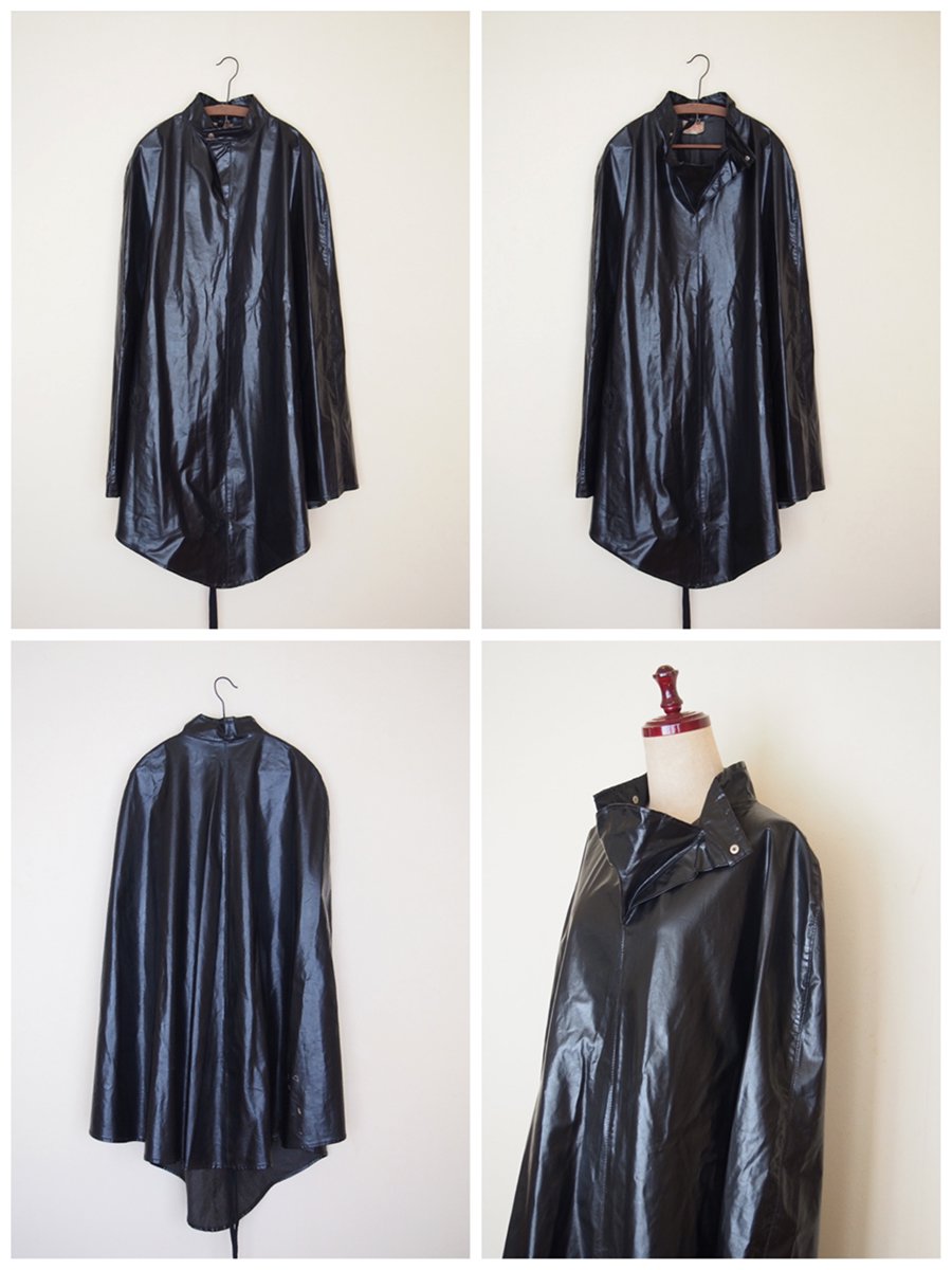 Scotland vintage rubber cape (black) / スコットランド ヴィンテージ ゴム引き マント ロング・ケープ (黒)  - spacemoth / fripier zoetrope - vintage / new clothing, music, cinema &