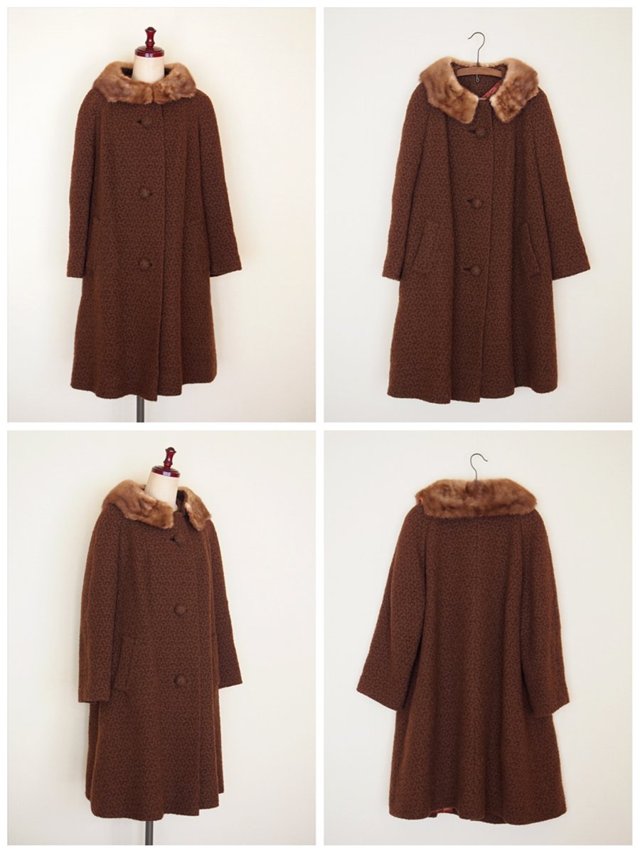 USA vintage fur collar coat (brown) / アメリカ ヴィンテージ ファー