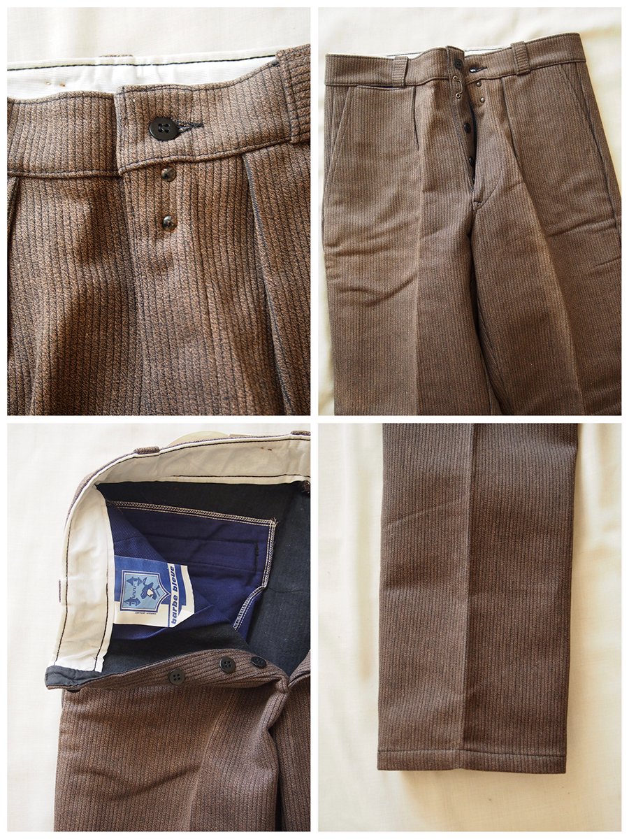 France 1950’s vintage “barbe bleue” trousers / フランス 1950年代 ヴィンテージ モールスキンパンツ  (brown / dead stock) - spacemoth / fripier zoetrope - vintage / new ...