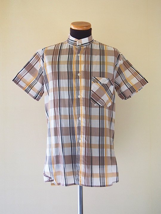 Europe vintage men's shirts (brown check) / ヨーロッパ