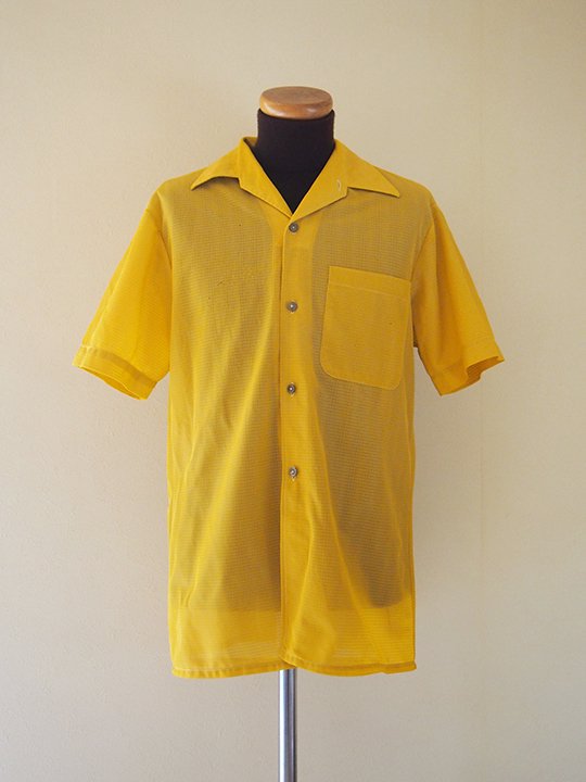 <img class='new_mark_img1' src='https://img.shop-pro.jp/img/new/icons13.gif' style='border:none;display:inline;margin:0px;padding:0px;width:auto;' />France vintage shark collar short sleeve shirts (yellow) / ե ơ Ⱦµ㡼顼 ()