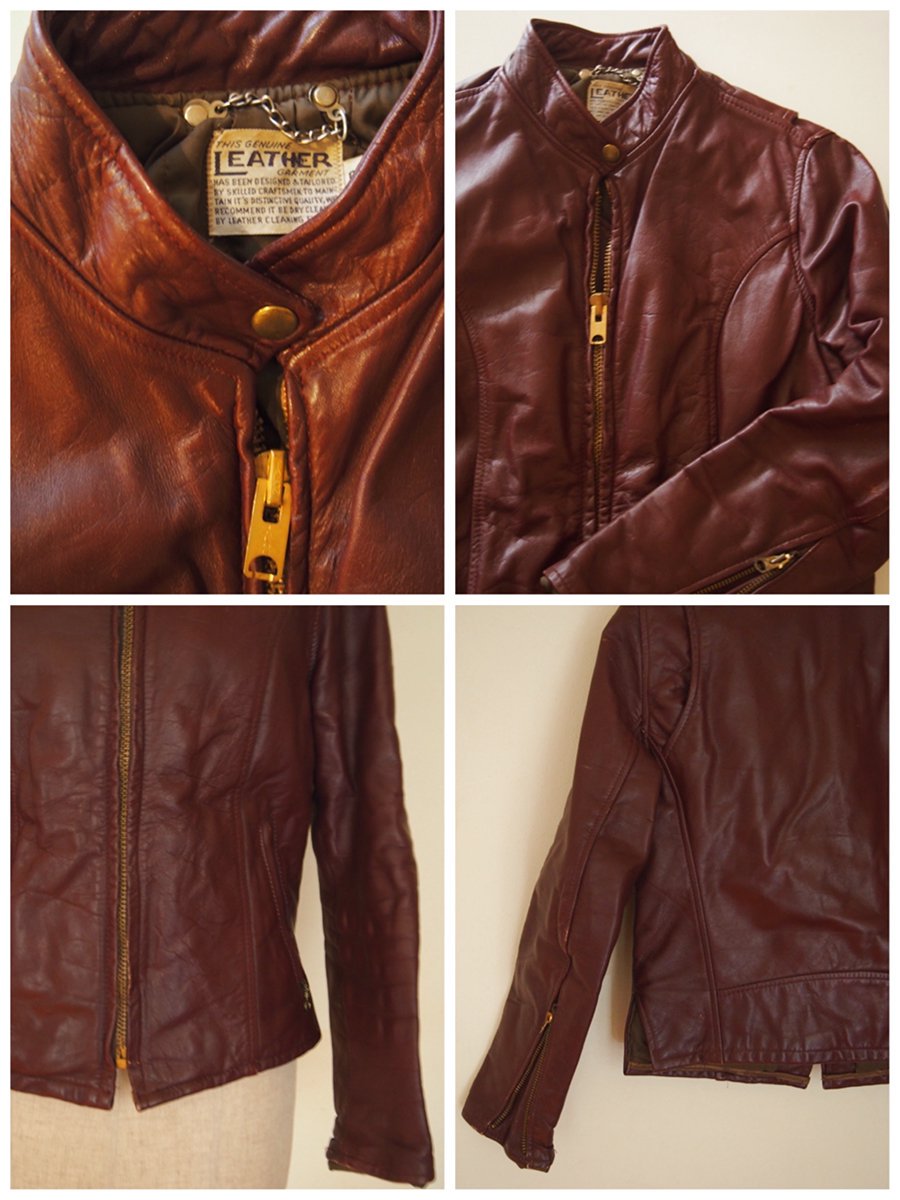 USA vintage single motorcycle leather jacket (brown) / アメリカ ヴィンテージ  シングルライダース レザー ジャケット (ブラウン) - spacemoth / fripier zoetrope - vintage / new  clothing, music, cinema & books