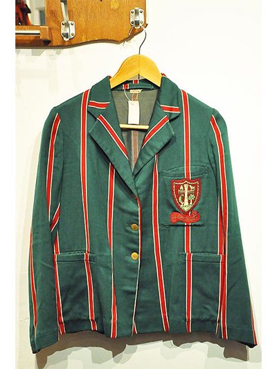 1940's UK vintage CAMBRIDGE UNV. boating stripes jacket ストライプ・ボーディング・ブレザー(green  × red) - spacemoth / fripier zoetrope - vintage / new clothing, music,  cinema & books