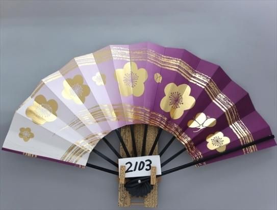 登場! 舞扇子の扇亘】A2103 舞扇子 金箔梅かすみ 紫横ぼかし【京 服＆ファッション小物