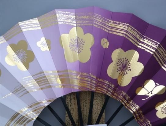 舞扇子の扇亘】A2103 舞扇子 金箔梅かすみ 紫横ぼかし【京