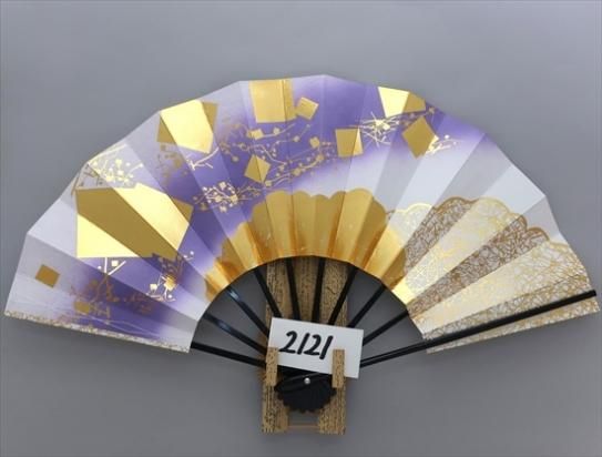 十二単風　むらさき 舞扇子の扇亘】A2121 舞扇子 金箔小石モミ雲 紫ピース【京