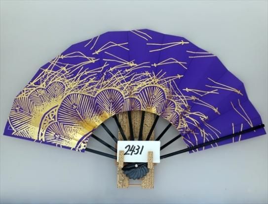 舞扇子の扇亘】A2431 舞扇子 金箔松葉 紫地【京扇子・舞