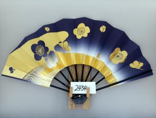 舞扇子の扇亘】A2454 舞扇子 金梅 紺天ぼかし【京扇子・舞