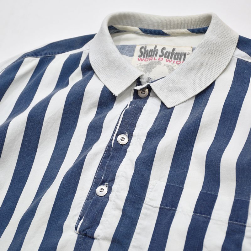 Vintage - Blue x White Wide Stripe Shirt