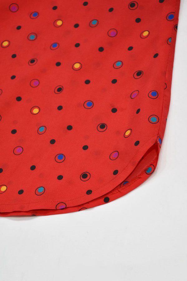 Colorful Dots Print Red Pull Over Blouse