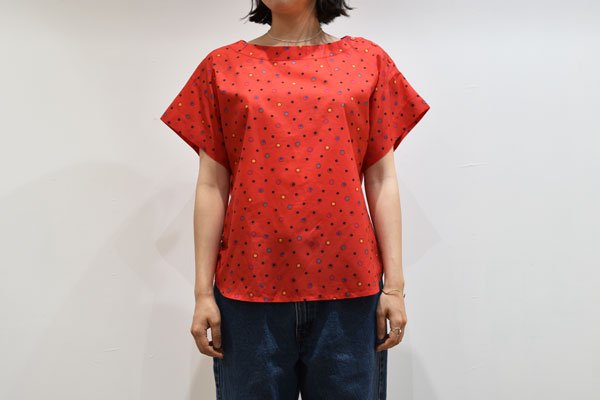 Colorful Dots Print Red Pull Over Blouse