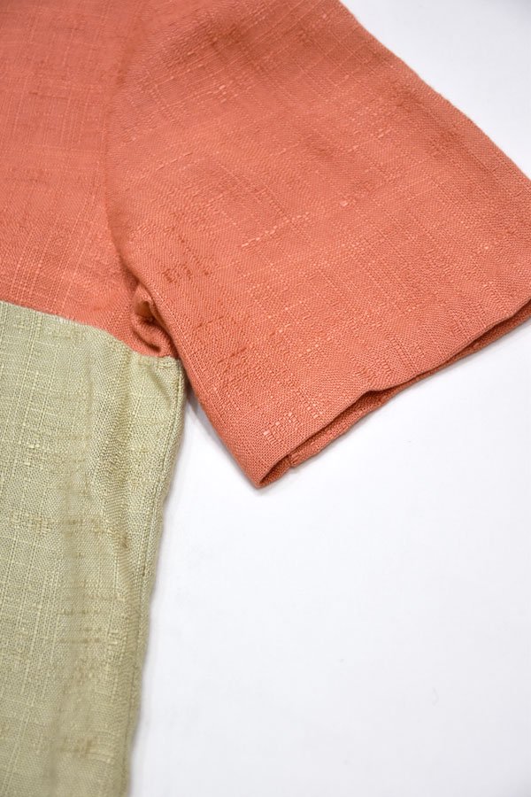 Vintage - Tricolor Flax Mix Half Sleeve Dress