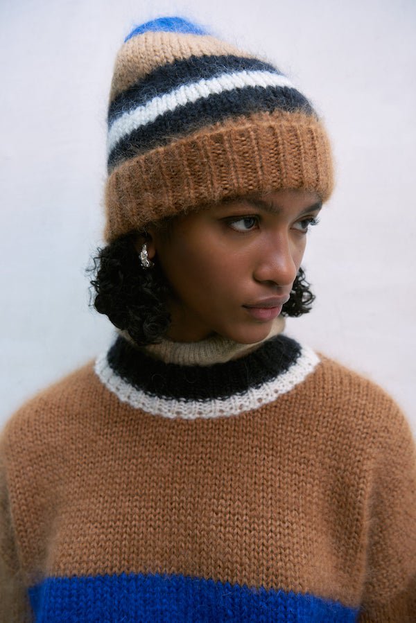 CORDERA - Mohair Striped Beanie - UNISEX - kitoit / kiik