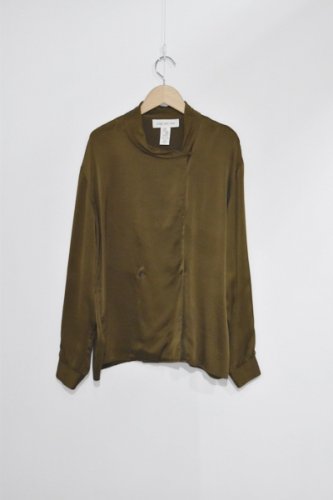 VINTAGE-silk blouse olive brown