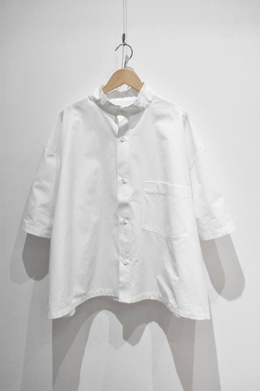 HED MAYNER - H/S STAND COLLAR SHIRT - WHITE - M - kitoit / kiik