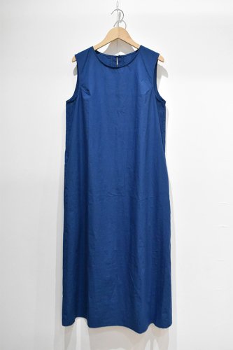 Cen_ -Cotton No Sleeve Long Dress in Blue