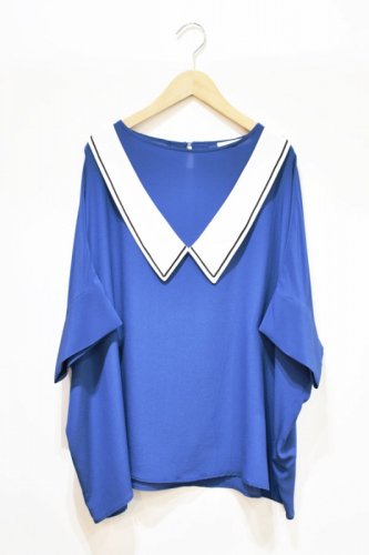 Colenimo - Detachable Silk Sailor Collar Top - Marin Blue