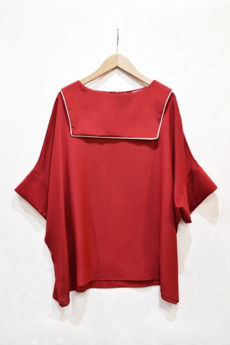 Colenimo - Pure Silk Backward Sailor Top - Amore Red