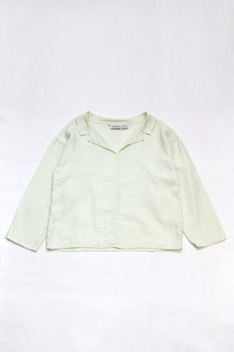 Vintage - Linen Pastel Green Long Sleeve Blouse