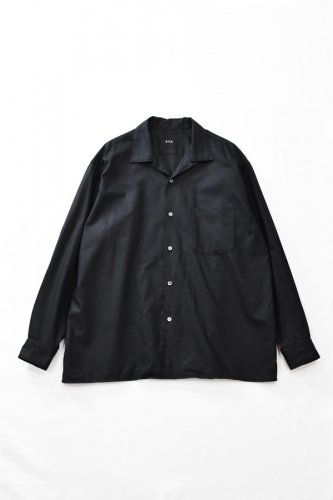 k i i k - British fabric Open Collar Shirt - Black Stripes