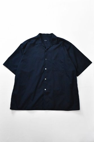 k i i k - original cotton poplin Open Collar Shirt SS - Dark Navy