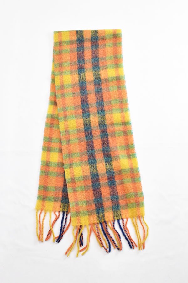 HENRIK VIBSKOV - Sliced Wool Scarf - Orange checks - Unisex