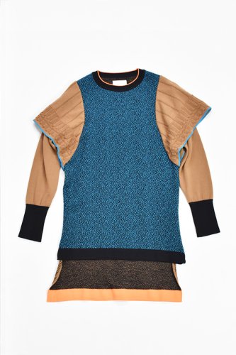 TRICOT&#201; - Melange Knit Frill Dress - Brown