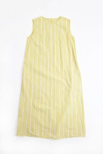 k i i k  E'tele - Cotton Sleeveless Dress - Yellow  Discharge Stripe