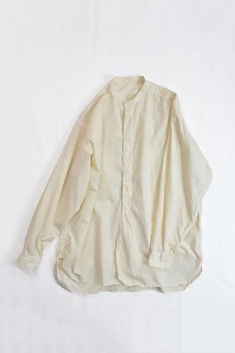 k i i k - original cotton poplin Band Collar Shirt LS - Ivory