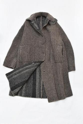 BOBOUTIC - Wool Yak Mohair Knit Reversible Coat - Natural/Brown