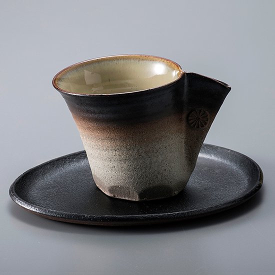 摘まみコーヒー碗皿　黒 - 越前焼.com - 日本六古窯 越前福井の陶芸専門サイト
