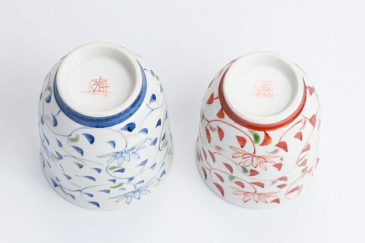 組湯呑 花唐草/色絵九谷 遊