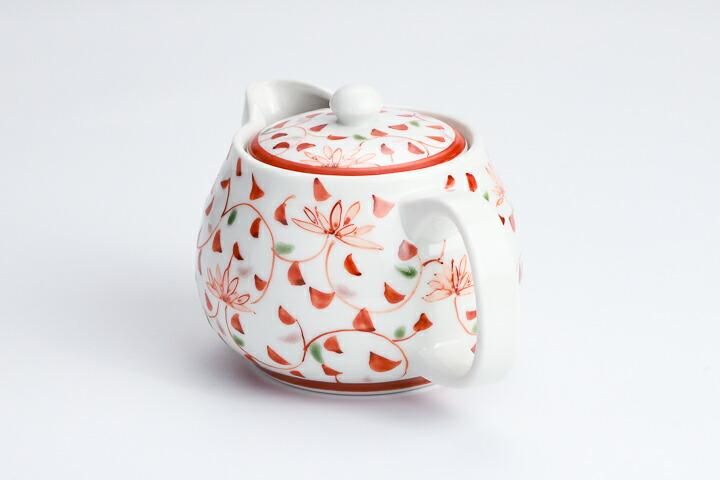 ポット急須 赤唐草/色絵九谷 遊