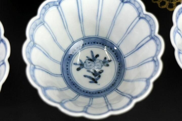 九谷焼 菊型小鉢揃 桃果紋/山本長左（宮内庁御用窯） 送料無料